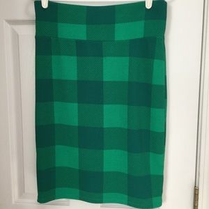 LuLaRoe True Green Plaid Cassie Pencil Skirt